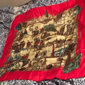 Hermes Scarf 90 "Au FIL de la SOIE" White 100% Silk Scarf 35"